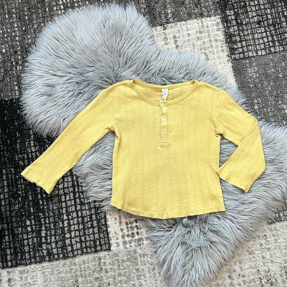 Kate Quinn Girls Long Sleeve Knit Mustard Yellow Henley Size‎ 6Y